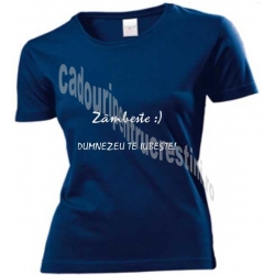 Tricou Femei, Zambeste, Dumnezeu te iubeste! - navy